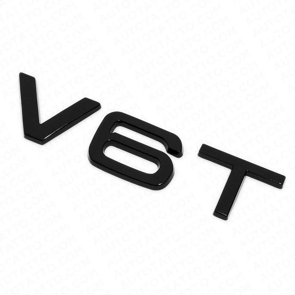 2x Audi Negro Brillante V6T Guardabarros Lateral Marcador Letra Placa de Identificación Emblema Insignia Sport Foto 3 de 4