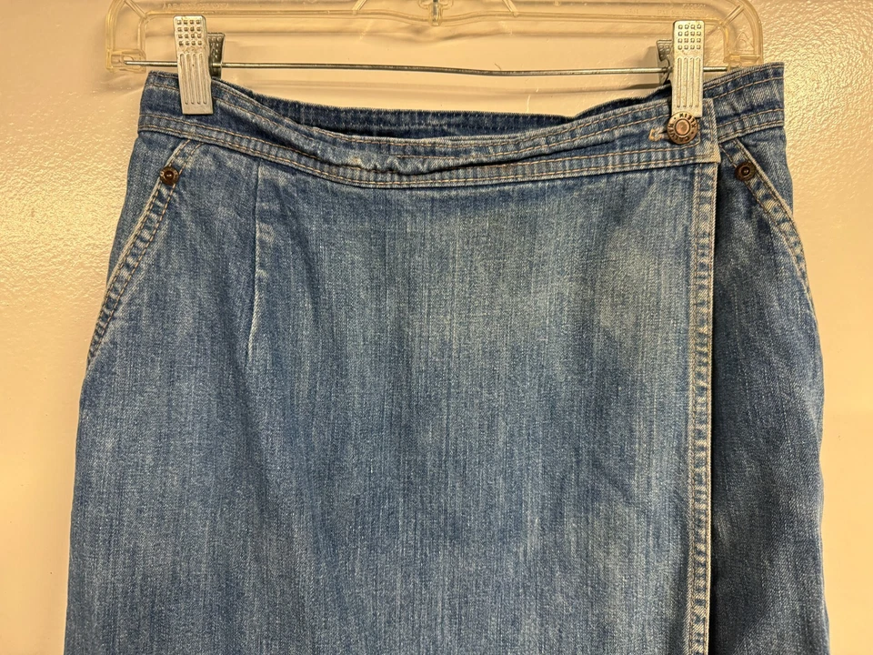 Vintage 1970s USA Made Calvin Klein Denim Wrap Skirt Hippy Boho Festival 10 - Image 3 of 4