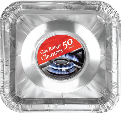 Disposable Gas Burner Liners 50 Pack, Aluminum Foil Square Stove Covers, Range P