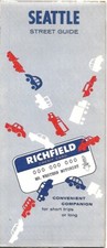1962 RICHFIELD OIL Road Map SEATTLE Lake Washington Floating Bridge Bellevue
