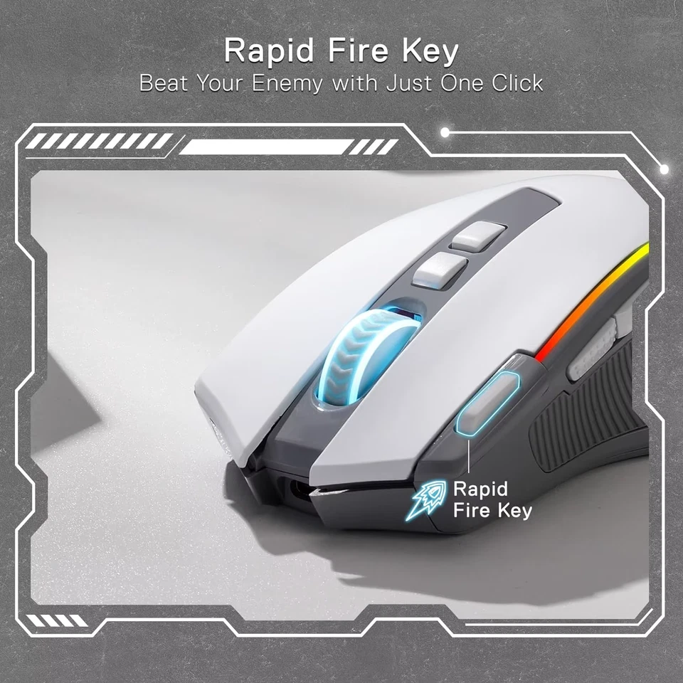 Redragon M612 PRO RGB Gaming Mouse – BT/2.4 GHz/Wired, 8000 DPI, 9 Buttons - Image 4 of 4