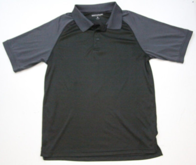 Medium Great Northwest Black Gray Solid Polo Shirt Short Sleeve Polyester N21