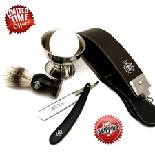 Vintage Wet Cut Throat 5 PC Straight Razor Shaving Set Kit for Him FREE SHIPPING