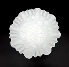 Vintage Imperial Milk Glass Opaque Satin Doeskin 9" Bowl Embossed Rose Pattern