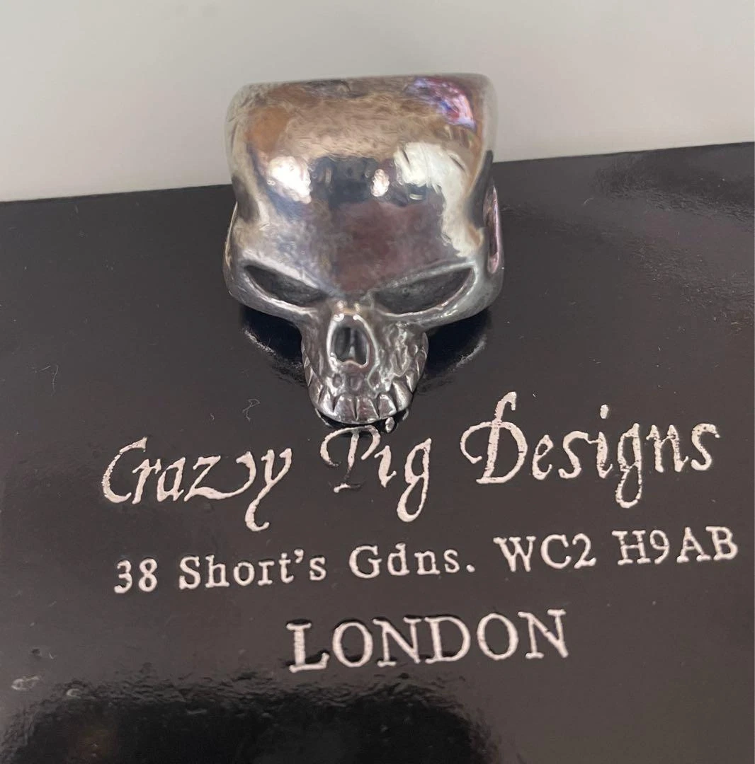 CRAZY PIG DESIGNS Large Evil Skull Ring Silver/ A&G BWL Gabor