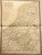 ANTIKE BELGIEN HOLLAND NIEDERLANDE LANDKARTE 1847 ORIGINAL STAHLSTICH DRUCK