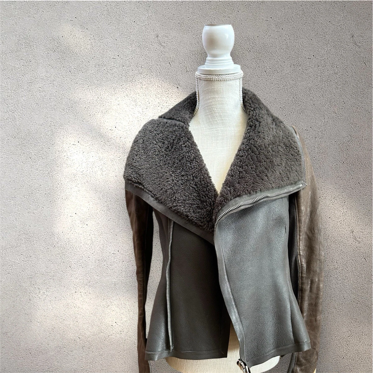 Rick Owens Leather Outer Shell Gray Coats, Jackets & Vests for
