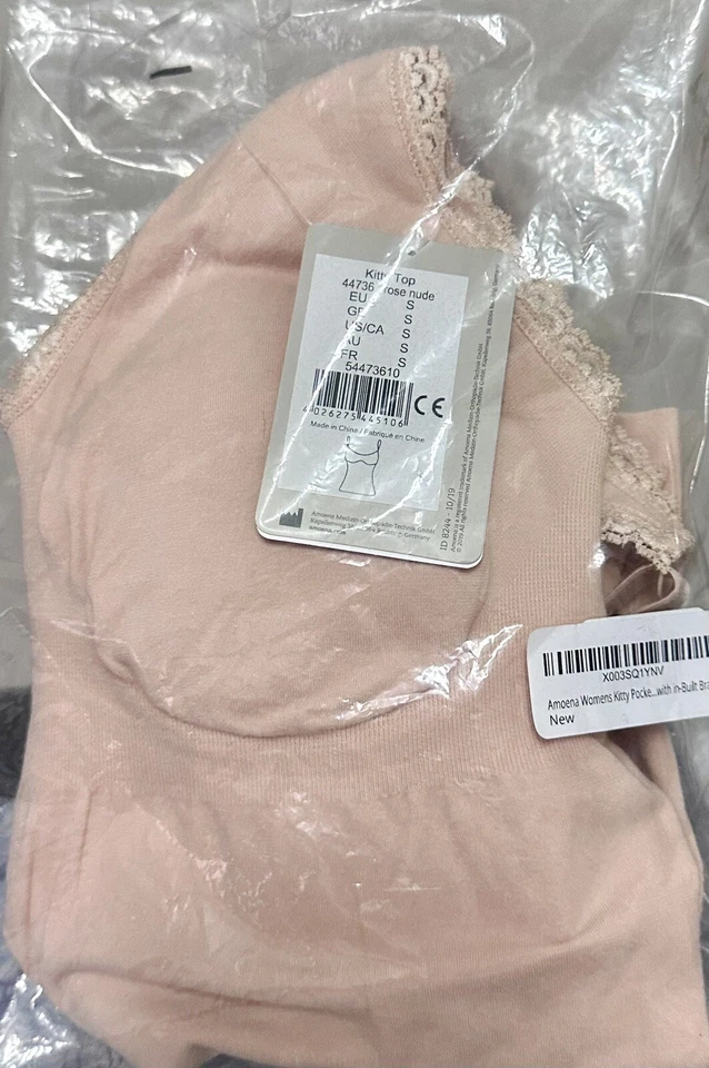 Amoena Kitty Top Pocketed Mastectomy Camisole Built-in Bra Support Size S 44736 - Imagem 3 de 3