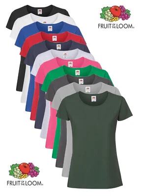 Fruit of the Loom Womans Ladies Ringspun Cotton Premium Iconic 195 Tee T-Shirt