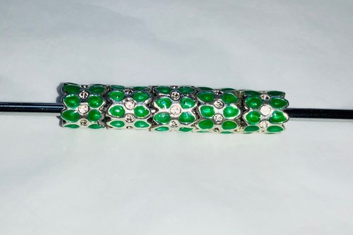 5 METAL & ENAMEL European Large Hole Spacer Beads Various Colours & Styles B - Picture 37 of 41