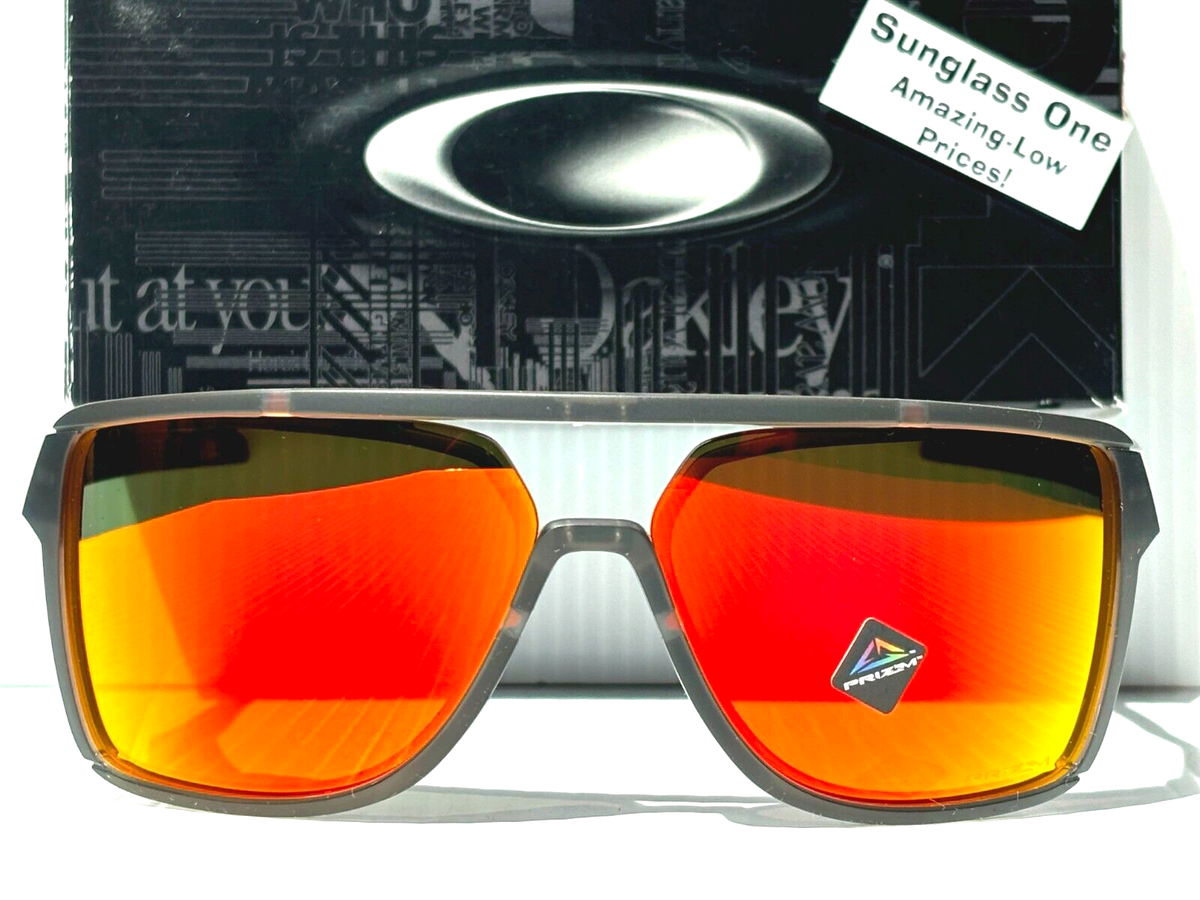 NEW Oakley CASTEL Matte Smoke Grey Frame PRIZM Ruby Mirror Lens