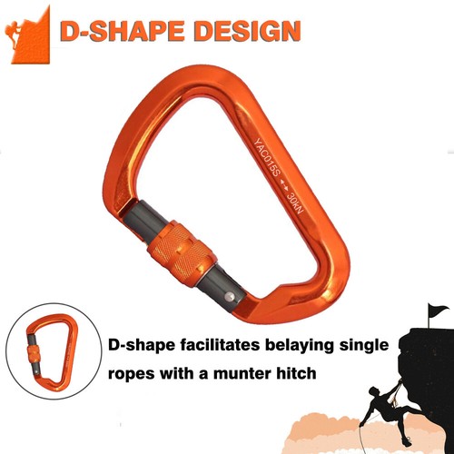 30KN Rock Climbing Locking Carabiner + Prusik Rescue Rope Safety Rappelling Cord - Picture 17 of 26