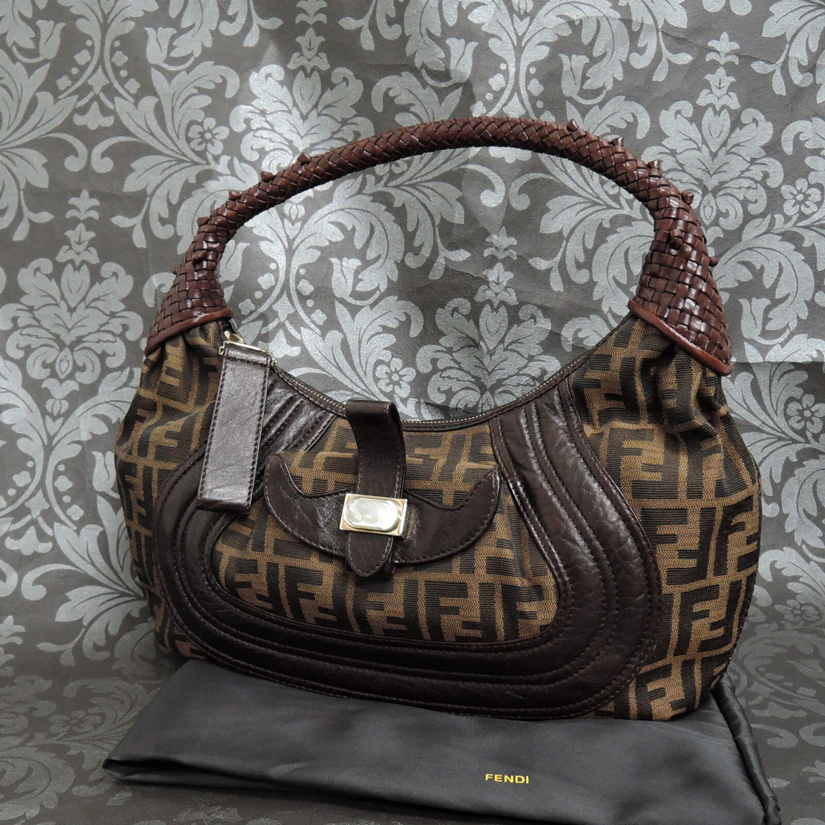 Vintage Fendi Zucca Shoulder Bag - Brown in 2023