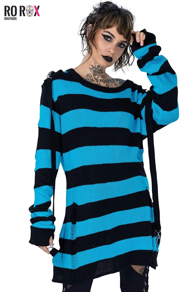 Heartless Oriana Jumper Oversized Wide Stripe Knit Long Sleeve Harness Strap