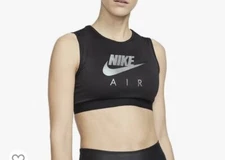 NIKE AIR sz M SPORTS BRA Dri-FIT Medium Support High Neck BLACK *TINY FLAW* Z23