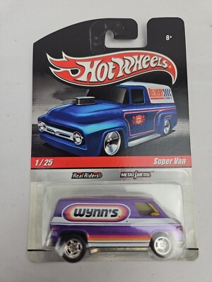 HOT WHEELS SLICK RIDES SUPER VAN WYNN'S 1/34 PURPLE w/ REAL RIDERS HW SUPER VAN