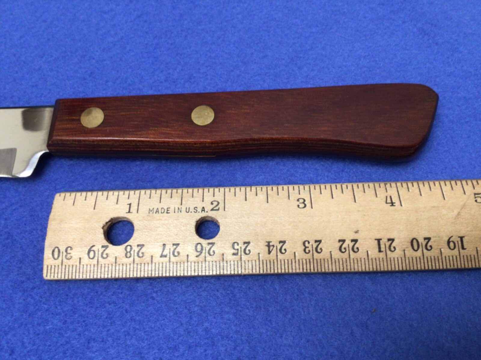 Vintage Robinson Butcher Knife, 7" Blade, Stainless Steel, Wood Handle