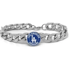 Special Los Angeles LA Dodgers Silver Mens Curb Link Chain Bracelet Gift D4