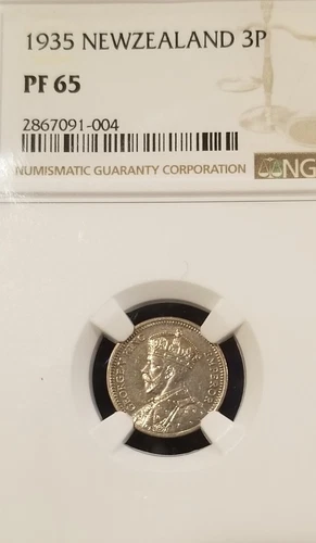 New Zealand 1935 3 Pence Extremely Rare Gem Proof NGC Pf 65 PQ Mintage 364 coins