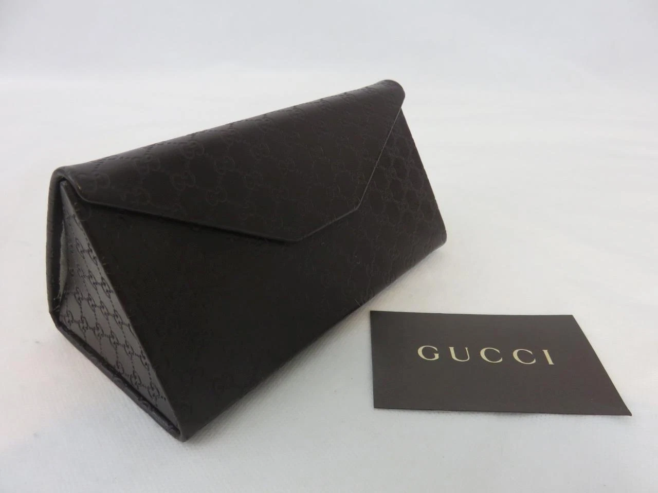GUCCI Brown GG Logo Tri Fold Sunglass Glasses Case Collapsible Italy COA