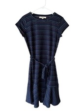 Loft Women's Navy Blue Multicolored Dot Dress Size Small Petite New With Tags