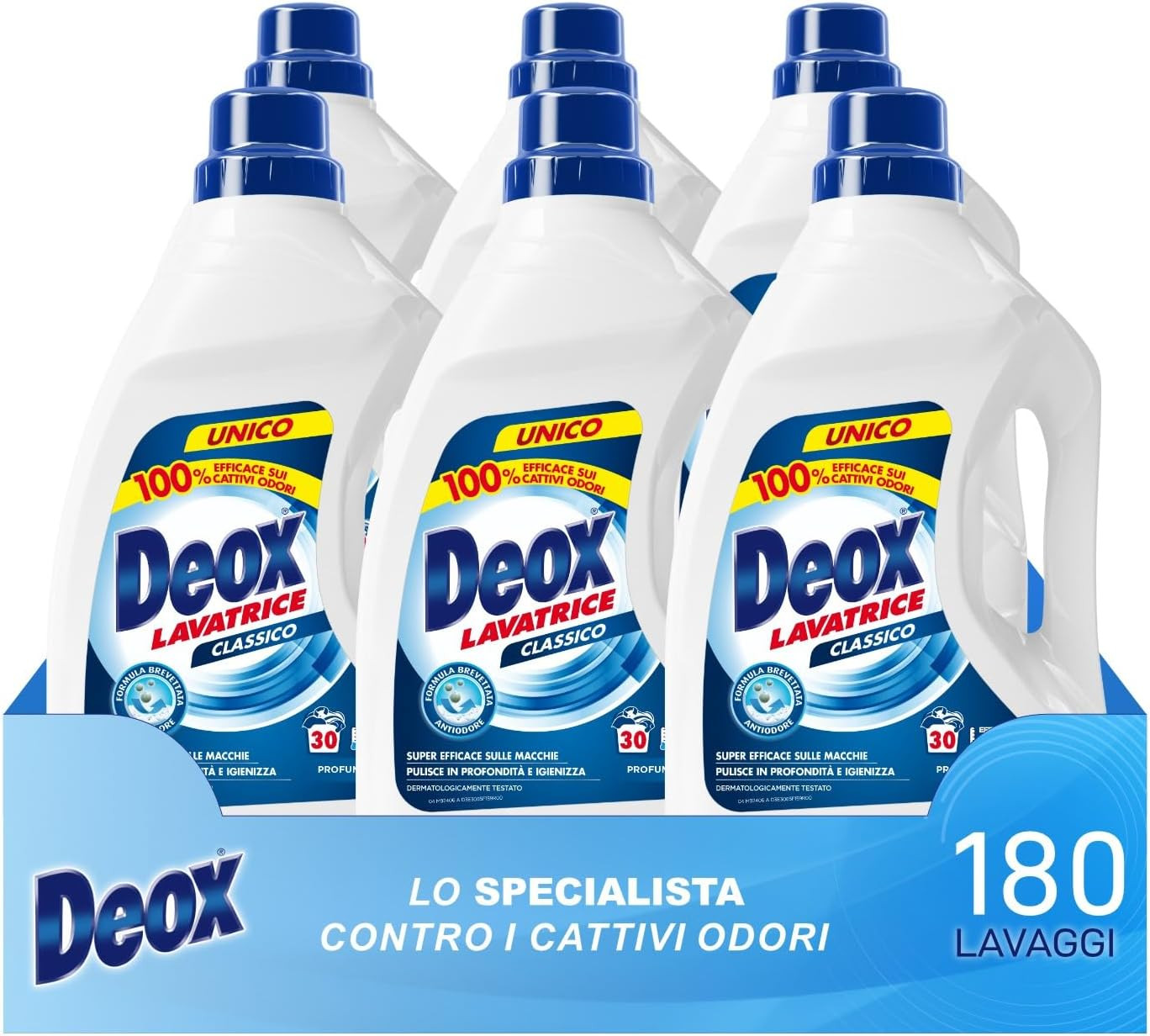 - Detersivo Lavatrice Liquido Classico, 180 Lavaggi, Smacchia E Igienizza, Con F