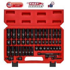 3/8" Drive Impact Socket Set, 49 Piece Standard SAE and Metric Sizes 5/16-Inc...
