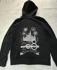 Disneyland Resort Disney Parks 2018 Womens M Zip Up Hoodie Black Silver Fleece