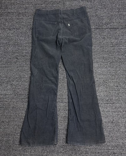 Vintage Levis Pants Fit 34x30 646 Bellbottom Flare 70s Black Corduroy Talon USA