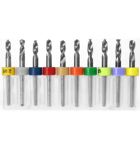 Micro PCB Drill Bits Set 2.95–3.30mm (.116–.130") Solid Carbide 1/8" Shank CNC