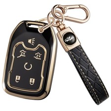 Soft TPU for Chevy Key Fob Cover with Keychain, Key Case Shell Full A-black