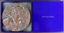 Lucien Cloudray Medal-Imposante Medaille Orphee Joueur De Lyre 1979 W/Box/Stand
