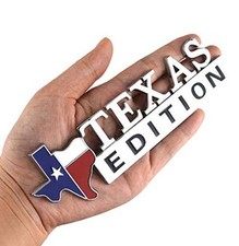 1x Metal Texas Edition Star Sate Flag Emblem Fender Side Door Sticker  Chrome