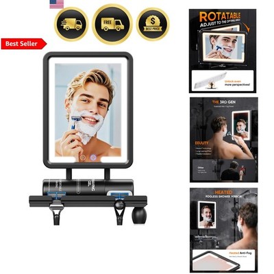 Fogless Shower Mirror Heating Light Shaving Mirror with Razor Holder