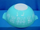 Vintage 444 Pyrex 4Qt Mixing Bowl Turq. Blue Cinderella Amish Butterprint