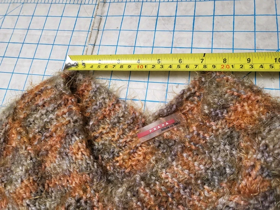 Prada Poncho Shawl Sweater Mohair Knit Pullover Orange Brown Italy  - Image 4 of 4