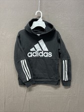 Adidas Kids Hooded Sweatshirt Hoodie Black Small Size 8 Unisex
