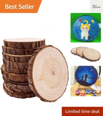 Unfinished Pine Wood Discs - 10 Pcs Craft Kit for Rustic Weddings & DIY Projects