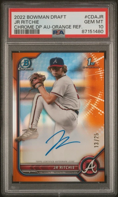 2022 JR Ritchie Bowman Chrome True Orange Refractor Auto #/25 PSA 10 Autograph