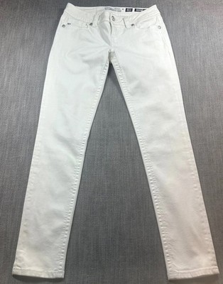 Miss Me Skinny Jeans Womens 28 White Mid-Rise Flap Pocket