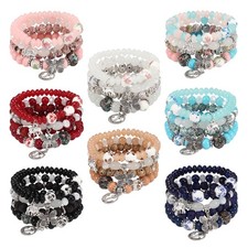 Bohemian Bracelets Set for Women, Stackable Boho Stretch Multilayer Colorful ...