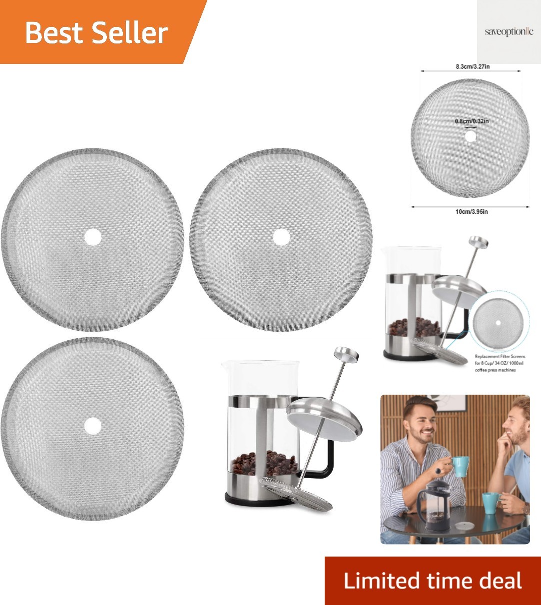 Replacement Cafetiere Filter Mesh Screen Coffee French P...