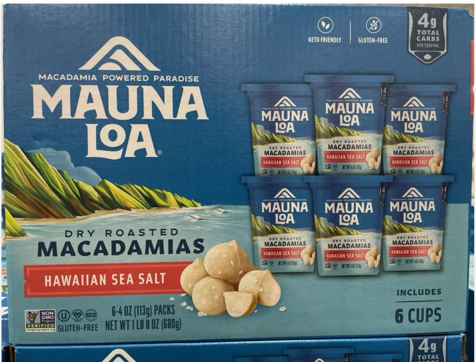 Nueces de Macadamia Tostadas Premium Mauna Loa, Sabor a Sal Marina Hawaiana, Taza de 4 Oz (6) Foto 3 de 4