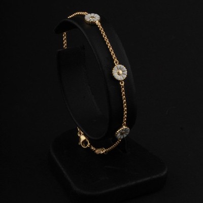 GEORG JENSEN Sterling Armband mit weißer Emaille. Vergoldetes Gänseblümchen. Anton Michelsen.