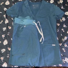 FIGS Technical Collection Scrubs Set XXS XS/P Blue Solid Unisex Medical