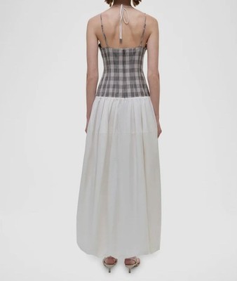 SIMKHAI Women's Pfeiffer Midi Dress in Midnight Gingham, Size 4 SIMKHAI Women's Pfeiffer Midi Dress in Midnight Gingham, Size 4
