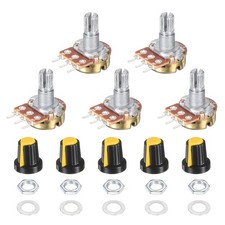 Set 5 WH148 250K Kit Potenziometro con Manopole in Plastica Dadi e Rondelle, Giallo