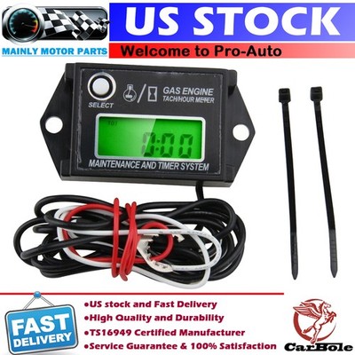 Digital Tachometer Tach Hour Meter Motor ATV Engine Inductive Gauge Waterproof