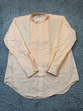 After Six Tuxedo Shirt Men Large-36 Peach Wing Collar Pleated Button Up Vtg NWOT