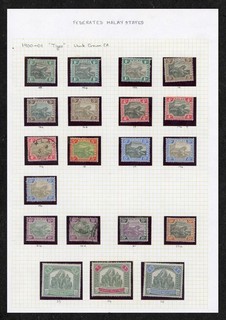 Federated Malaya Stamps 1900 01 Tigers Wmk Crown CA & Elephants to $5 w Shades